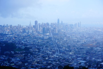 the landscape from twin peaks in san francisco