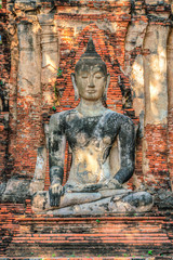 Buddha statue at Wat Mahathat Temple in Ayutthaya historical Park, North of Bangkok, Thailand.