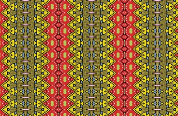 Colorful floral ethnic mandala pattern in patchwork boho chic style in yellow and red colors, in portuguese and moroccan motive