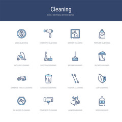 set of 16 vector stroke icons such as rose cleaning, hands cleaning, compress cleaning, no water leaf tampon from concept. can be used for web, logo, ui\u002fux