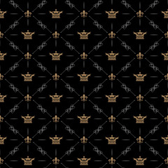 Dark background pattern. Seamless pattern in Royal style. Vector illustration