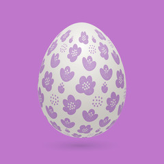 Easter egg with flower pattern, in 3D. Vector, gradients expanded
