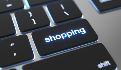Shopping text written on keyboard button. Online shopping concept