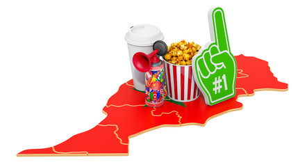 Sport fans in Morocco concept, 3D rendering