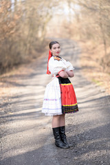 Slovakian folklore Traditional woman costume. 
