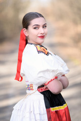 Slovakian folklore Traditional woman costume. 