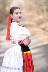 Slovakian folklore Traditional woman costume. 