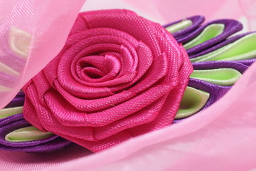 Artificial pink rose bouquet with copyspace for text