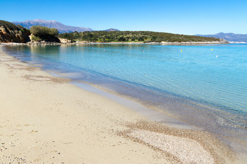 Beautiful idyllic turquoise waters sand beach, Crete Greece.