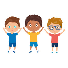 Fototapeta premium handsome boys standing on white background