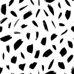 Grunge brush strokes vector seamless pattern. Hand drawn ink dirty diagonal strokes and lines texture.