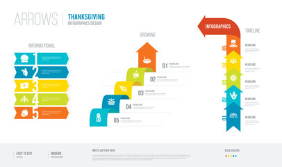 arrows style infogaphics design from thanksgiving concept. infographic vector illustration