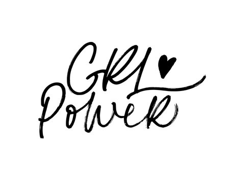Girl power motivational quote. Hand drawn modern vector calligraphy. Dry brush texture, linear style lettering.