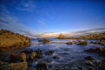 Dawn and Spinning Motion in Orangdae, Historical Place in Busan, South Korea