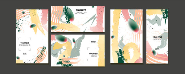 Elegant natural pastel muted pale calm tones card templates set