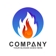 fire logo design in circle shape, abstract fire vector