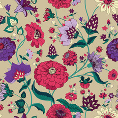 Floral seamless original pattern in vintage paisley style