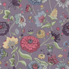 Gordijnen Floral seamless original pattern in vintage paisley style © alfaolga