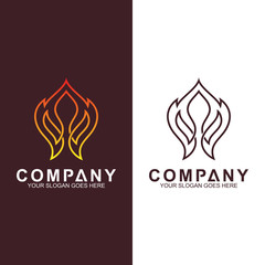 fire logo in luxury line style, abstract fire vector