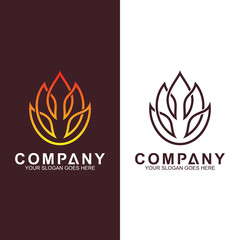 fire logo in luxury line style, abstract fire vector