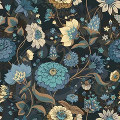 Deurstickers Vintage stijl Naadloos origineel bloemenpatroon in vintage paisley-stijl
