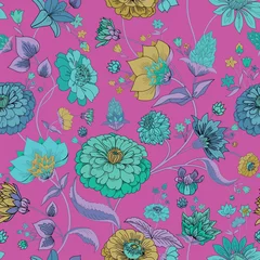 Deurstickers Floral seamless original pattern in vintage paisley style © alfaolga