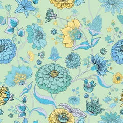 Fotobehang Naadloos origineel bloemenpatroon in vintage paisley-stijl © alfaolga
