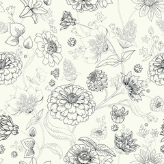 Floral seamless original pattern in vintage paisley style.