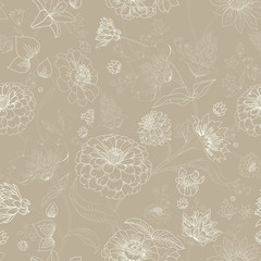 Floral seamless original pattern in vintage paisley style