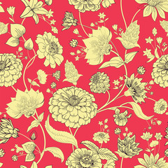 Image of Floral seamless original pattern in vintage paisley style printed on Printed Glass Splashbacks
