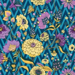 Wandaufkleber Floral seamless original pattern in vintage paisley style © alfaolga