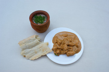 Chicken fillet in walnut sauce with spices (kharcho). Kharcho is a popular dish in Georgian cuisine