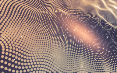 Abstract background. Molecules technology with polygonal shapes, connecting dots and lines. Connection structure. Big data visualization.