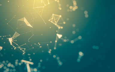 Abstract background. Molecules technology with polygonal shapes, connecting dots and lines....