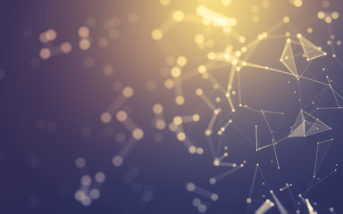 Fototapeta premium Abstract background. Molecules technology with polygonal shapes, connecting dots and lines. Connection structure. Big data visualization.