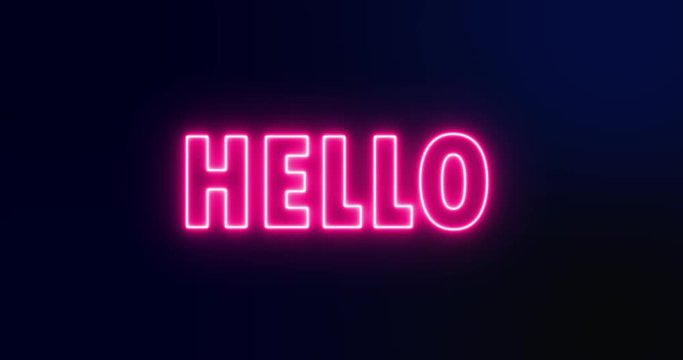 Animated Hello Neon Sign