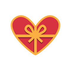 Valentine's day heart box gift. Love present vector illustration.