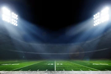 Peel and stick wall murals American football stadium with bright lights, sports background with copy space
