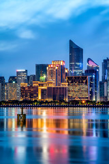 Obraz premium Hangzhou financial district office building architecture night view and city skyline