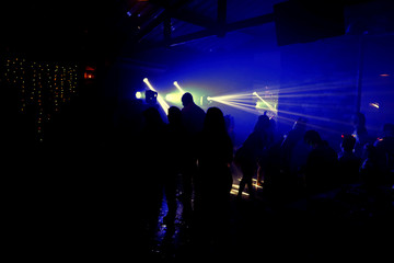 Fototapeta na wymiar Pessoas em festa no contra-luz
