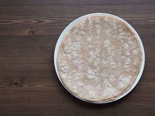 신선한 원형모양의 또띠아 