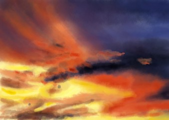 Naklejka na ściany i meble Watercolor Evening sky