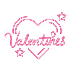valentines lettering in heart with stars