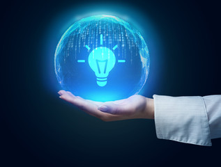 Business, technology, internet and networking concept. Light Bulb innovation Solution.