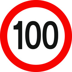 Znak drogowy, ograniczenie prędkości do 100 km/h - obrazy, fototapety, plakaty