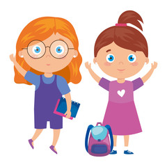 scene of girls standing on white background