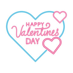 happy valentines day lettering with hearts decoration