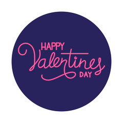 Naklejka na ściany i meble happy valentines day label in neon light, valentine day