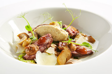 Baked Duck Breast with Porcini Mushrooms Isolated