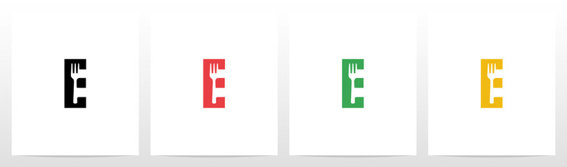 Fork On Letter Logo Design E